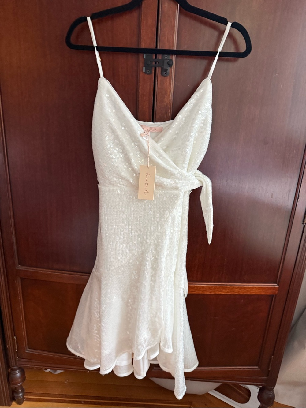 Hutch white sequin wrap dress, NWT